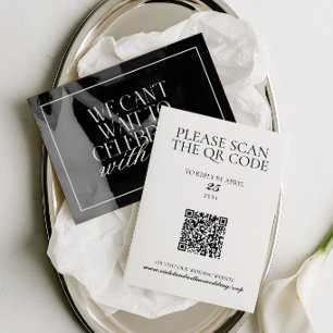 Modern Minimalist Black & White Photo QR Code RSVP Card