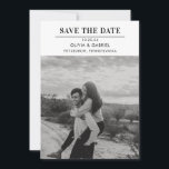 Modern Minimalist Black White Photo Save the Date<br><div class="desc">A simple, classic, minimal photo Save the Date card is the perfect way to share your happy news with friends and family. Shown in Black and white, however you can easily change the background colour in the design tool to coordinate with your wedding palette if you wish. Please note that...</div>