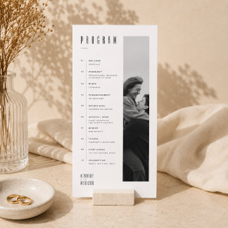 Modern Minimalist Black & White Photo Wedding Programme