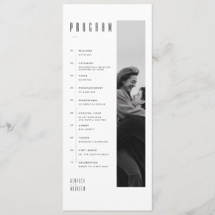 Modern Minimalist Black & White Photo Wedding Programme