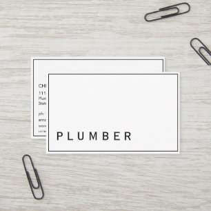 Modern Minimalist Black White Plumber Business Card