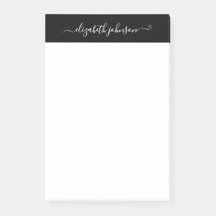 Modern Minimalist Black & White Post-It Notes