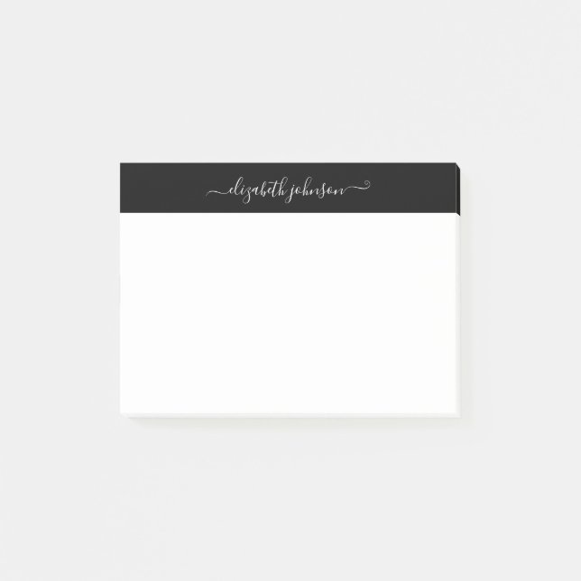 Modern Minimalist Black & White Post-It Notes (Front)