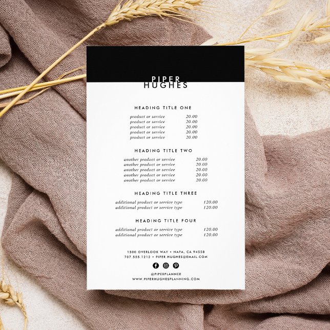 Modern Minimalist Black & White Pricing/Services Flyer (Creator Uploaded)