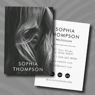 Modern Minimalist Black & White Professional Photo Business Card