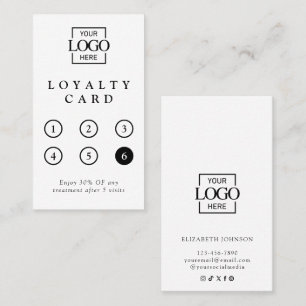 Modern Minimalist Black White Professional Reward Loyalty Card