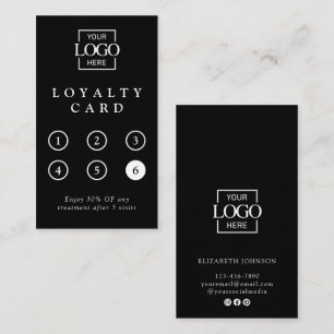 Modern Minimalist Black White Professional Reward Loyalty Card
