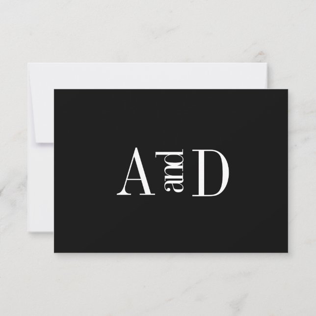 Modern Minimalist Black & White RSVP Card (Back)
