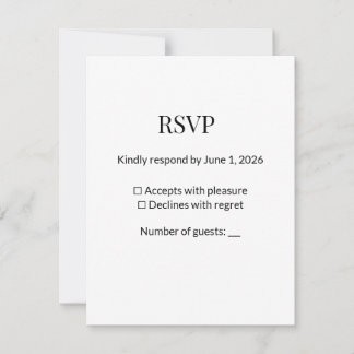 Modern Minimalist Black White RSVP Card Template