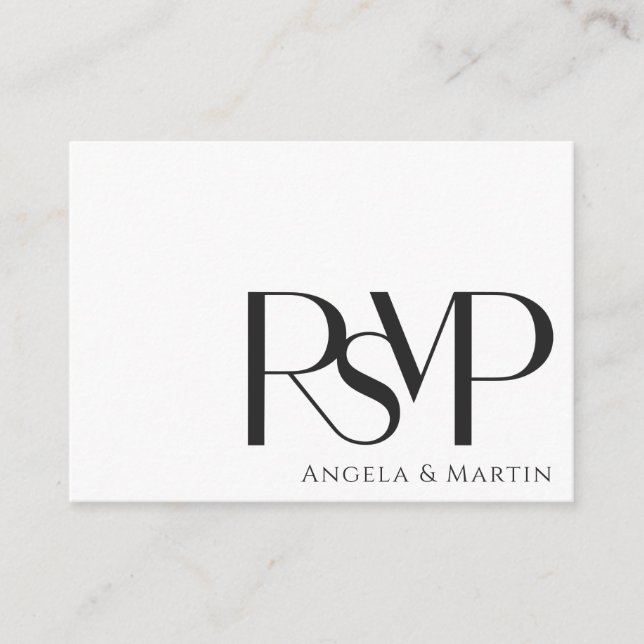 Modern Minimalist Black White RSVP QR Code Enclosure Card (Front)