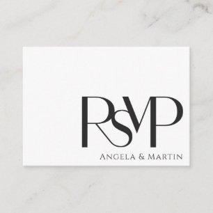Modern Minimalist Black White RSVP QR Code Enclosure Card
