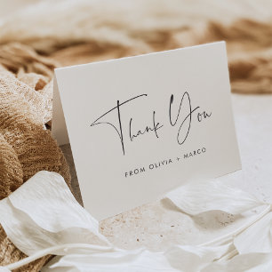 Modern Minimalist Black & White Script Thank You Card