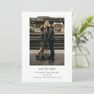 Modern Minimalist Black White Simple Photo Wedding Save The Date