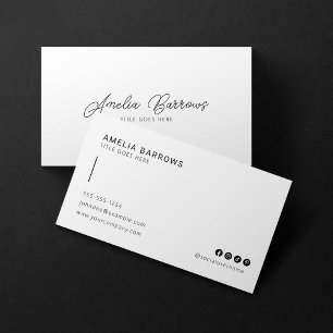 Modern Minimalist Black & White Social Media Icon  Business Card