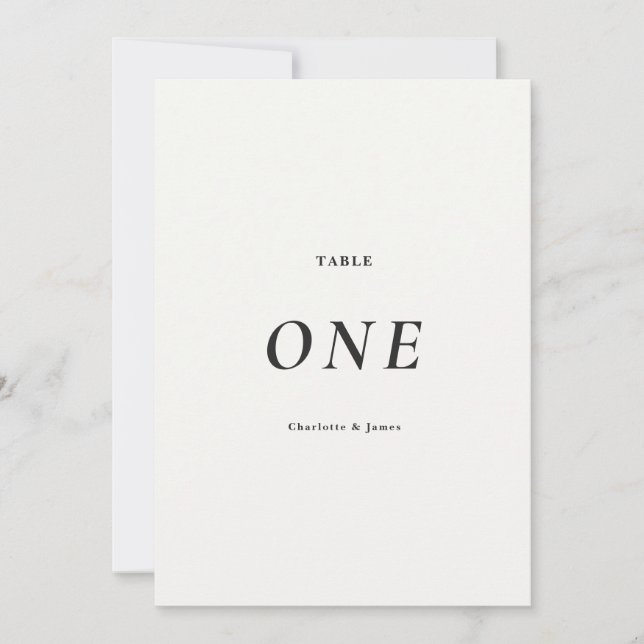Modern Minimalist Black & White Table Number (Front)