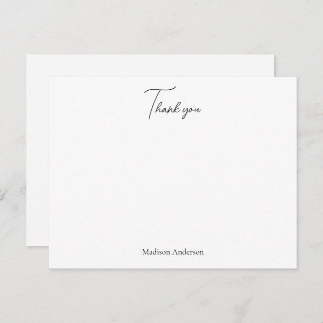 Modern Minimalist Black & White Thank You Card (Front/Back)