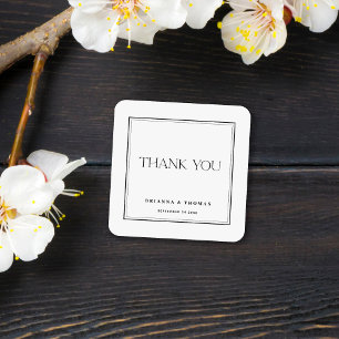 Modern Minimalist Black & White Thank You Square Sticker