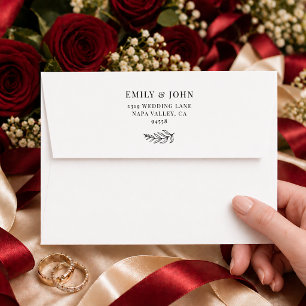 Modern Minimalist Black & White Wedding Envelope