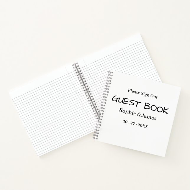Modern Minimalist Black & White Wedding Guest Book (Inside)