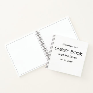 Modern Minimalist Black & White Wedding Guest Book