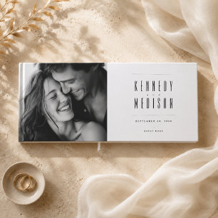 Modern Minimalist Black & White Wedding Guest Book