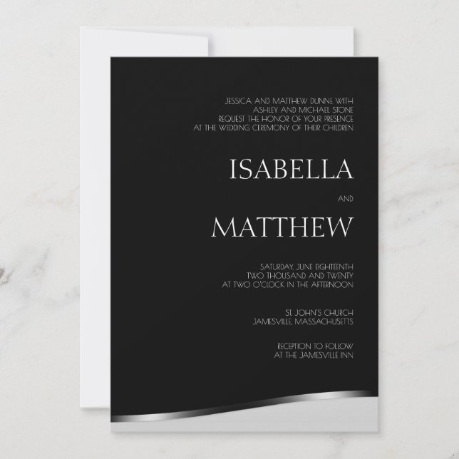 Modern Minimalist Black & White Wedding Invitation (Front)