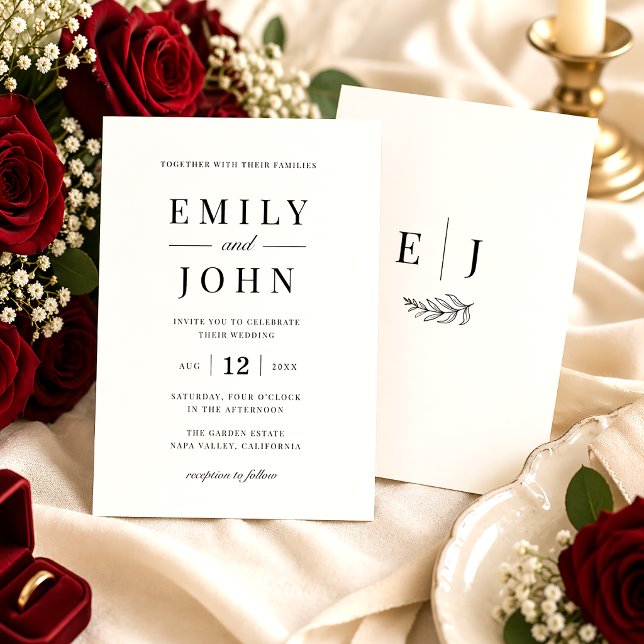 Modern Minimalist Black & White Wedding Invitation (Creator Uploaded)