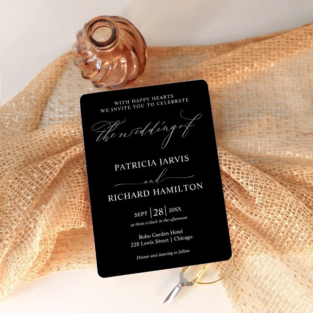 Modern Minimalist Black White Wedding Invitation (Creator Uploaded)
