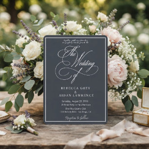 Modern Minimalist Black & White Wedding Invitation