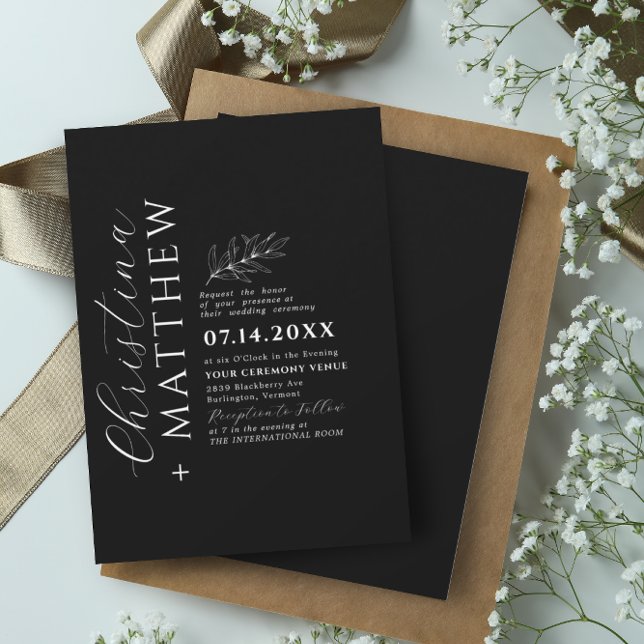 Modern Minimalist Black & White Wedding Invitation (Creator Uploaded)
