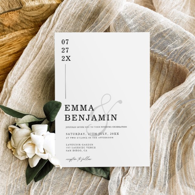 Modern & Minimalist Black | White Wedding  Invitation (Creator Uploaded)