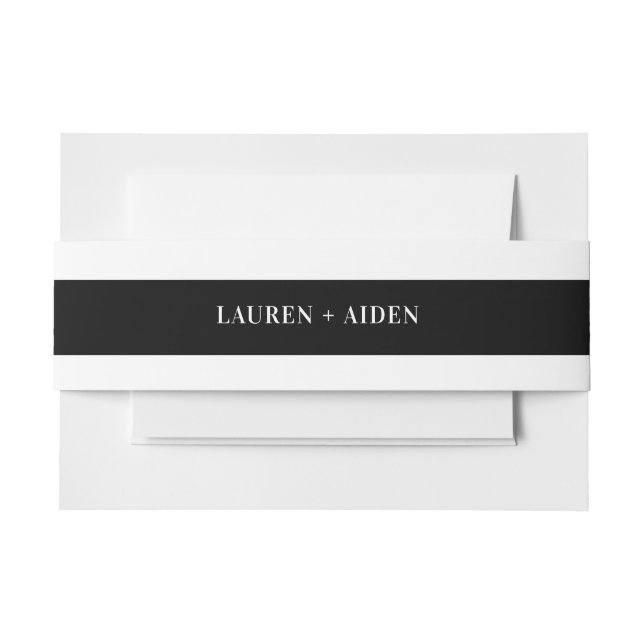 Modern Minimalist Black & White Wedding invitation Belly Band (Front Example)