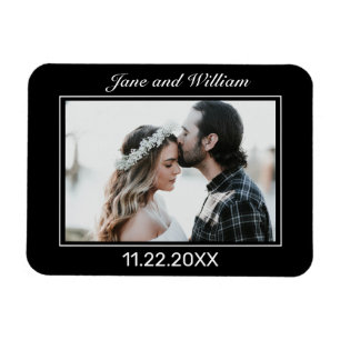 Modern Minimalist Black White Wedding Magnet