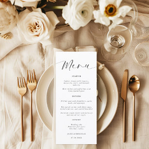 Modern Minimalist Black & White Wedding Menu