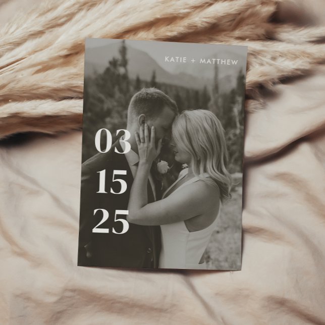 Modern Minimalist Black & White Wedding Photo  Save The Date (Creator Uploaded)