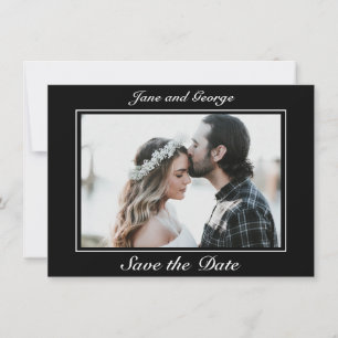 Modern Minimalist Black White Wedding Photo Save The Date
