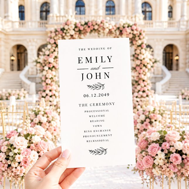 Modern Minimalist Black & White Wedding Program (Creator Uploaded)