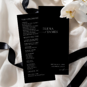 Modern Minimalist Black & White Wedding Program Programme