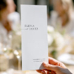 Modern Minimalist Black & White Wedding Program Programme<br><div class="desc">Featuring a clean minimalist layout and elegant typography, this double-sided card includes all the key moments of your ceremony and a detailed wedding party list. Perfect for couples who love timeless design with a modern edge. Fully customisable to fit your wedding details. Coordinates with the full "Elena" wedding suite —...</div>