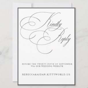 Modern Minimalist Black & White Wedding RSVP Card