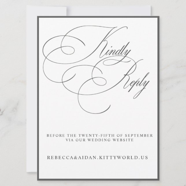 Modern Minimalist Black & White Wedding RSVP Card (Front)