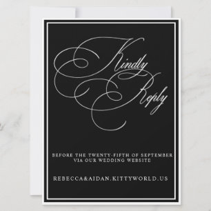 Modern Minimalist Black & White Wedding RSVP Card
