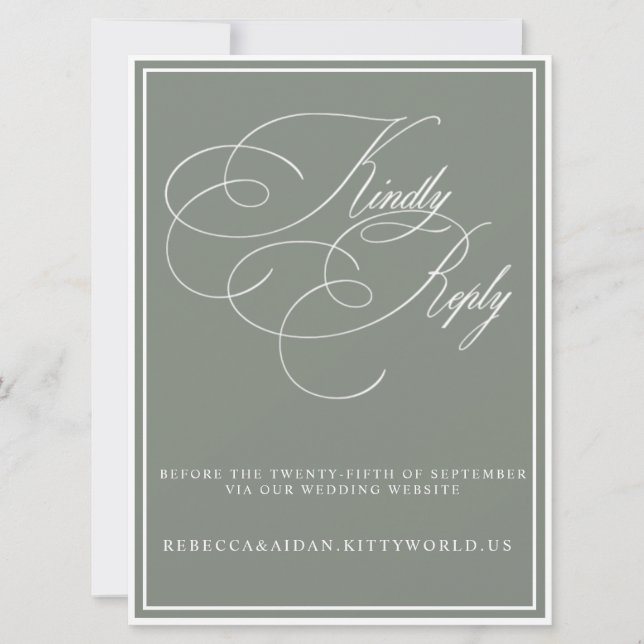 Modern Minimalist Black & White Wedding RSVP Card (Front)