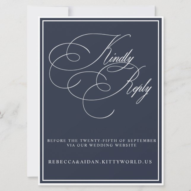Modern Minimalist Black & White Wedding RSVP Card (Front)