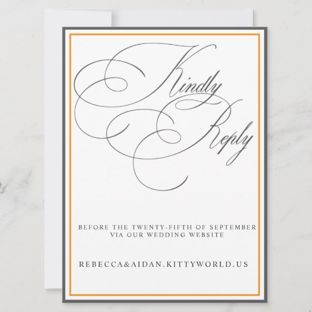 Modern Minimalist Black & White Wedding RSVP Card (Front)