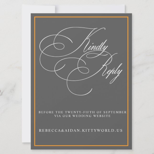 Modern Minimalist Black & White Wedding RSVP Card (Front)