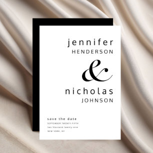 Modern Minimalist Black & White Wedding Save The Date