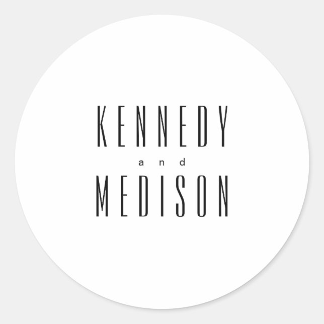 Modern Minimalist Black & White Wedding Stickers (Front)