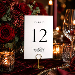 Modern Minimalist Black & White Wedding Table Number
