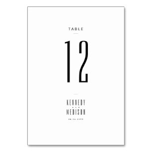 Modern Minimalist Black & White Wedding Table Number